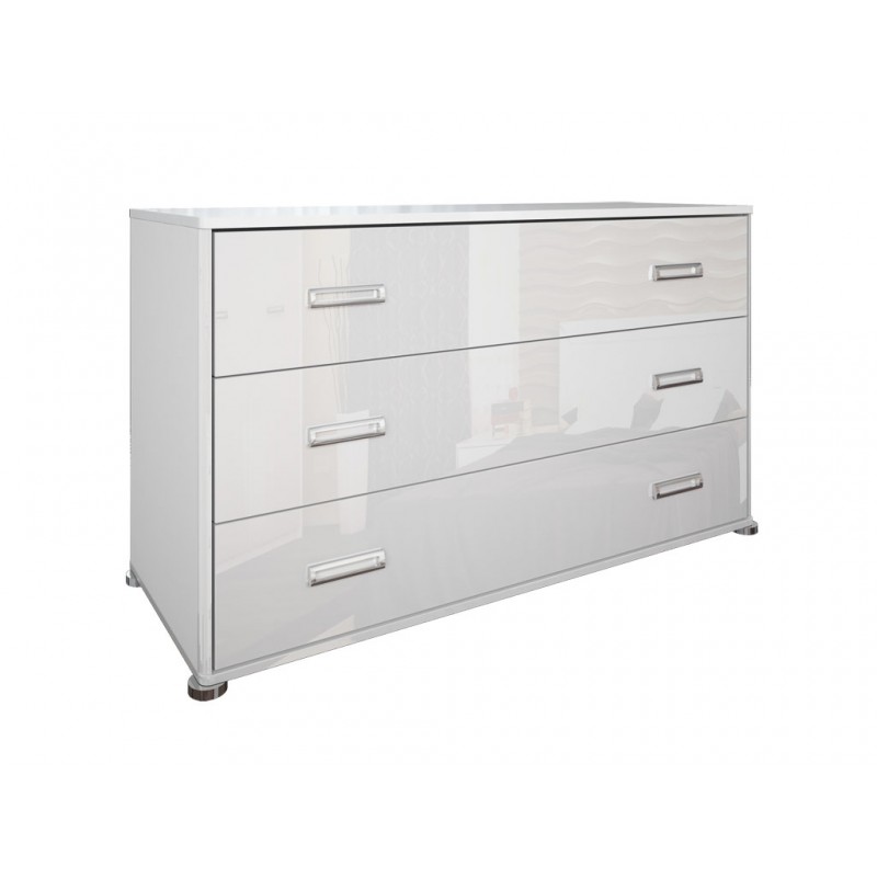 БЕЛЛА комод 3 ящика 130 см цвет глянец белый MiroMark